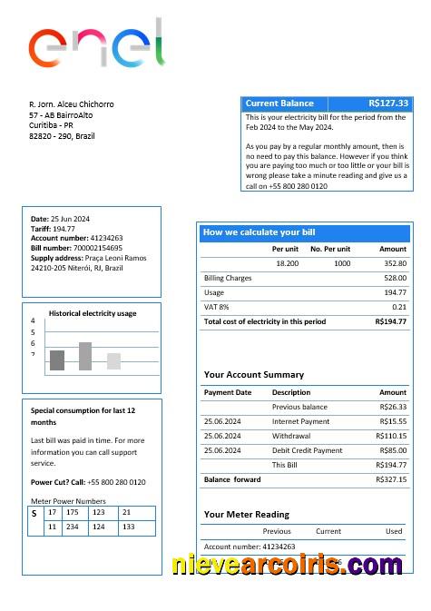 Brazil ENEL electricity business utility bill